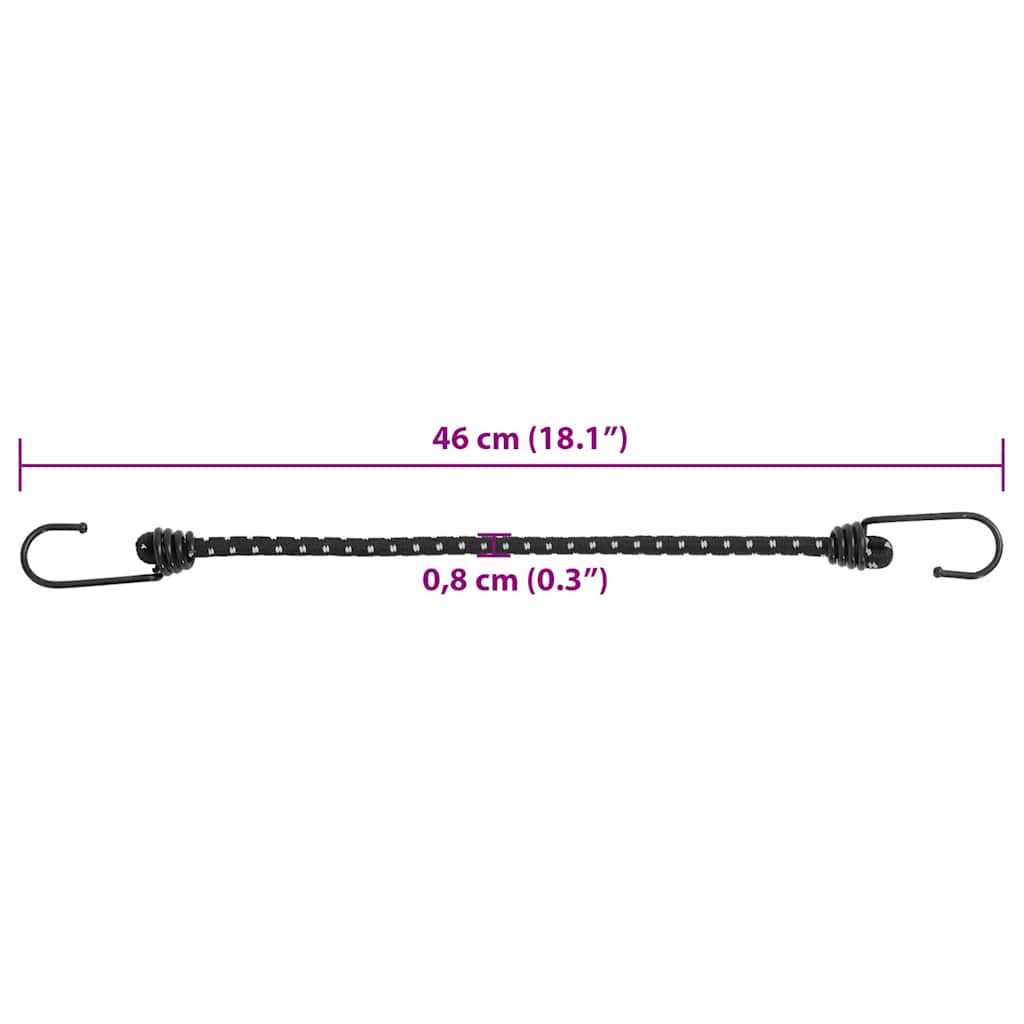 25 db bungeekötél fényvisszaverő csíkokkal és kampókkal 46 cm