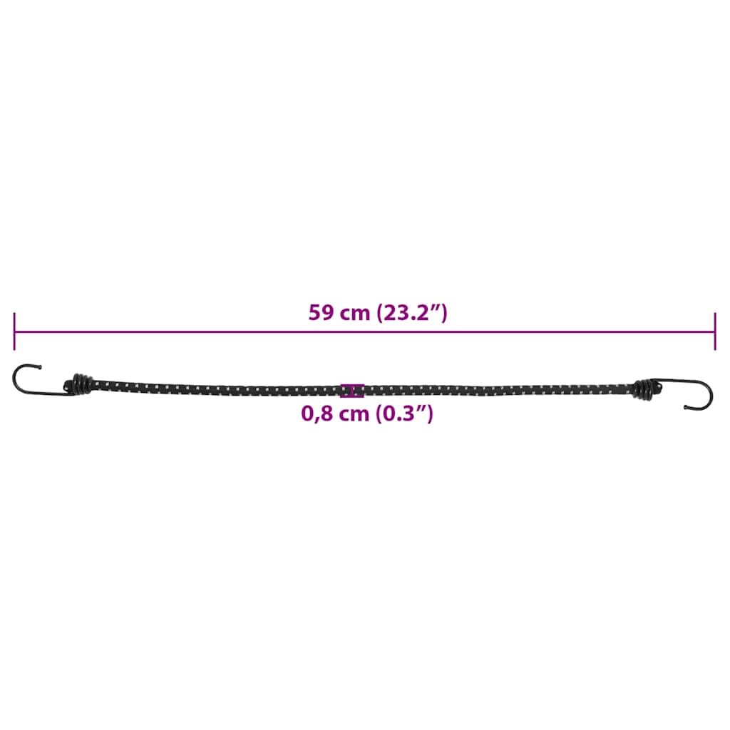 25 db bungeekötél fényvisszaverő csíkokkal és kampókkal 59 cm