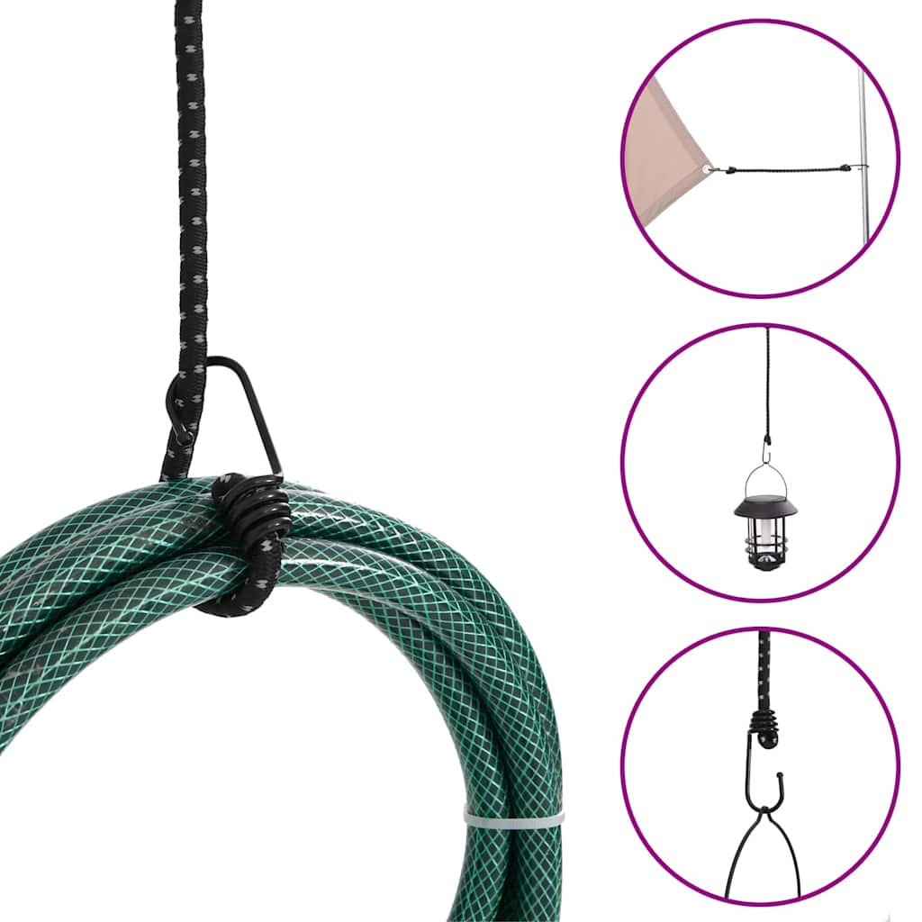 25 db bungeekötél fényvisszaverő csíkokkal és kampókkal 88 cm