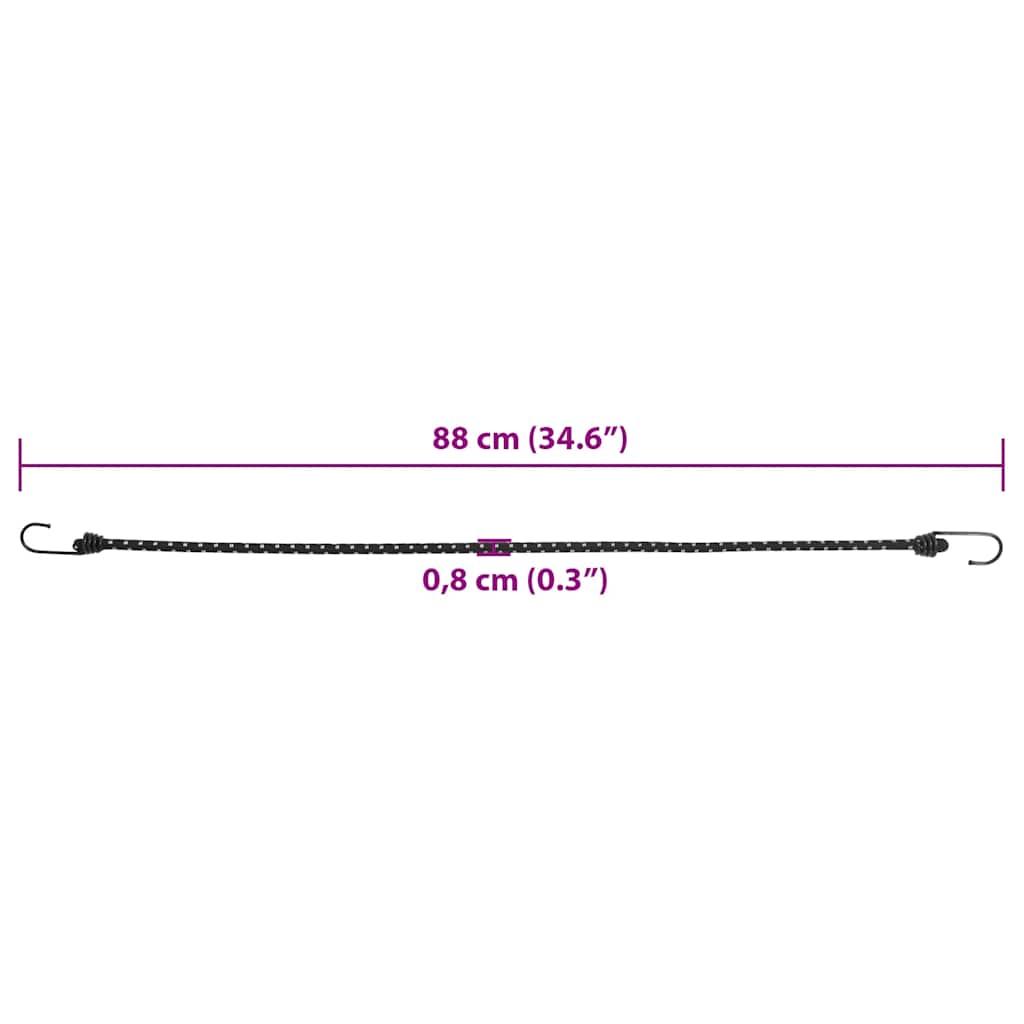 25 db bungeekötél fényvisszaverő csíkokkal és kampókkal 88 cm