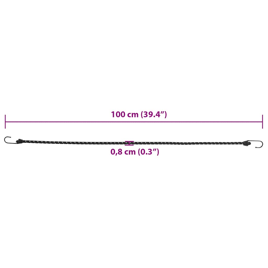 25 db bungeekötél fényvisszaverő csíkokkal és kampókkal 100 cm