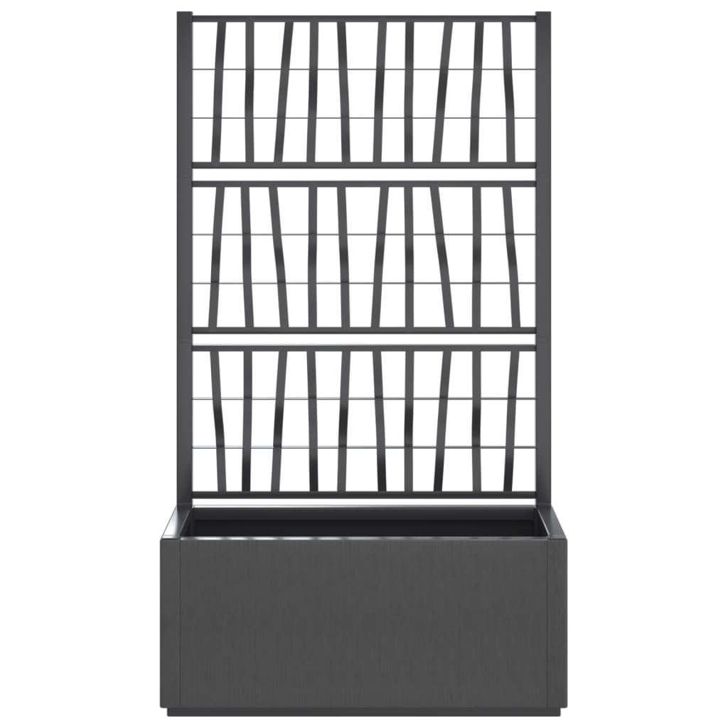 Sötétszürke pp rácsos kerti ültetőláda 80 x 36 x 140 cm