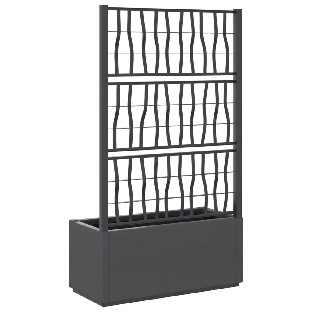 Sötétszürke pp rácsos kerti ültetőláda 80 x 36 x 140 cm