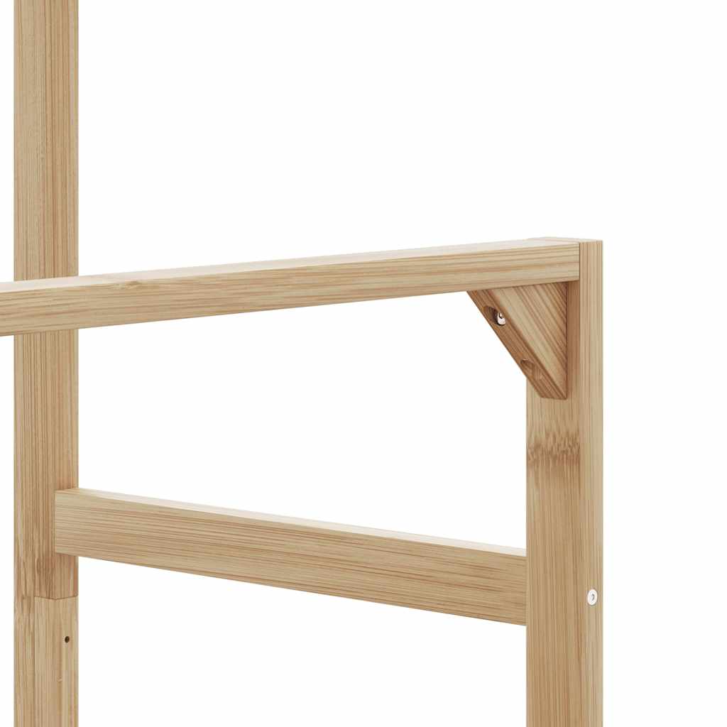Bambusz ruhaállvány polcokkal és kerekekkel 90x35x155 cm