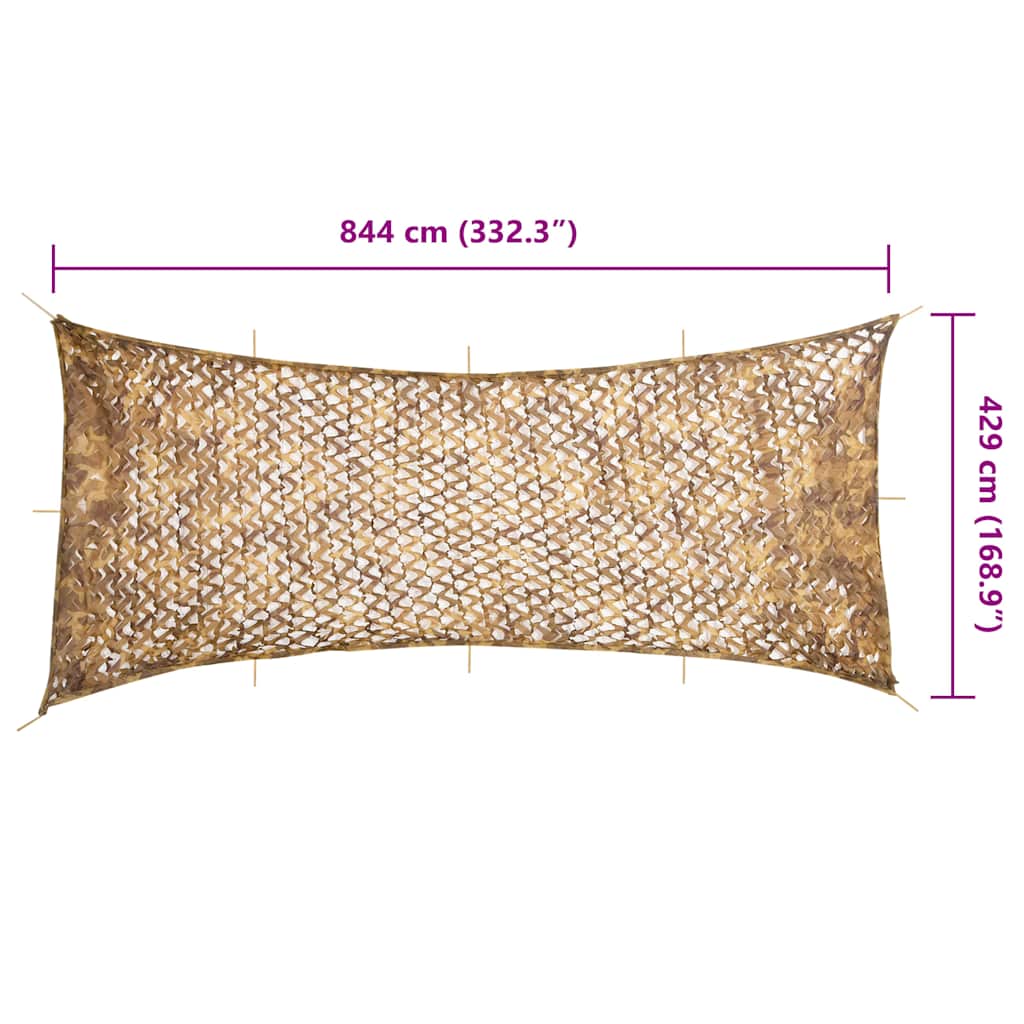 Homokszínű kamuflázsháló tárolózsákkal 844x429 cm