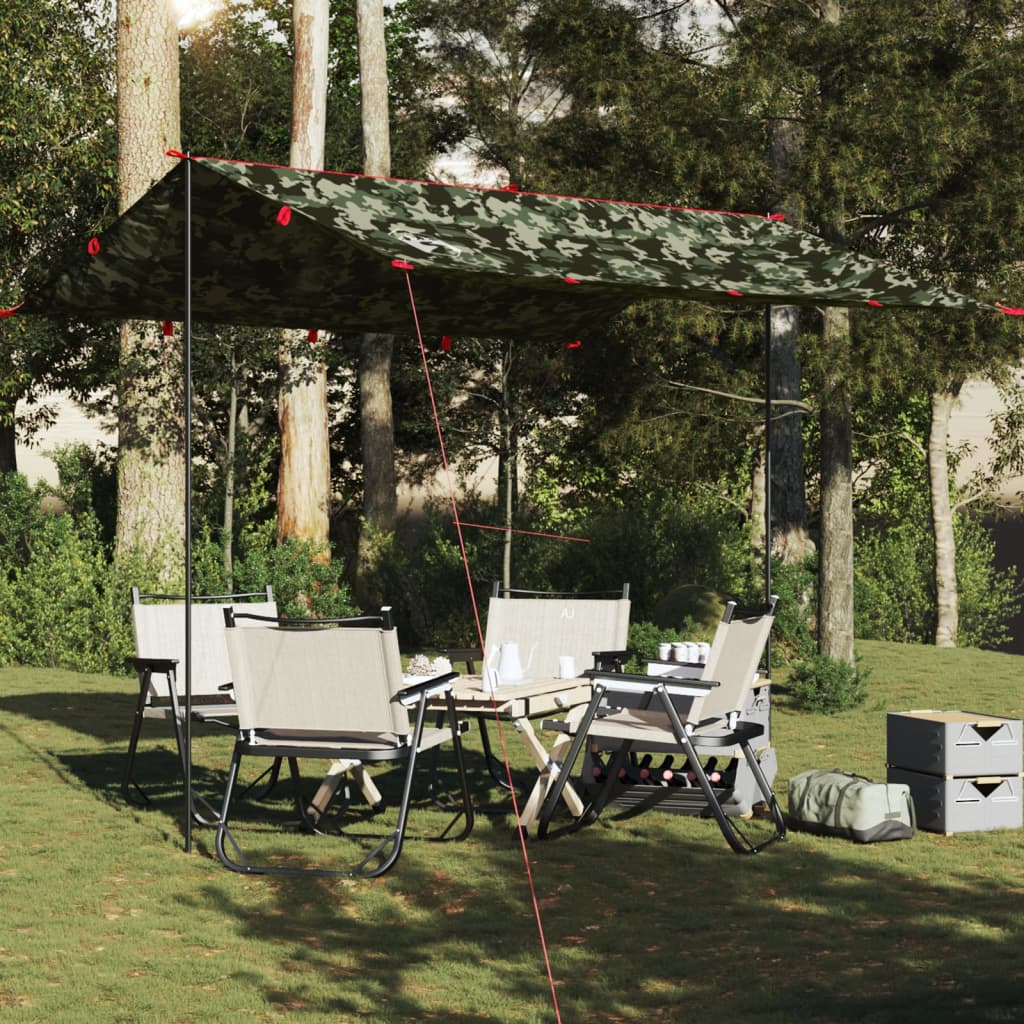 Terepszínű vízálló kempingponyva 306x306 cm