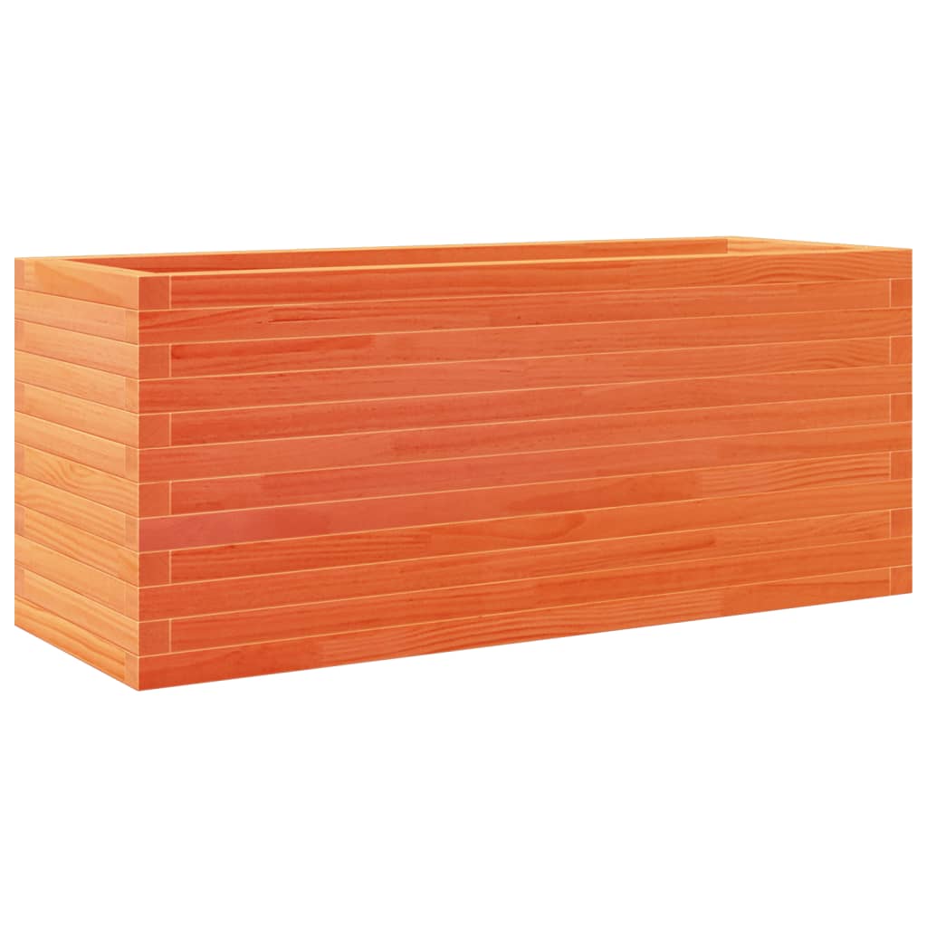 Viaszbarna tömör fenyőfa kerti virágtartó 110 x 40 x 45,5 cm