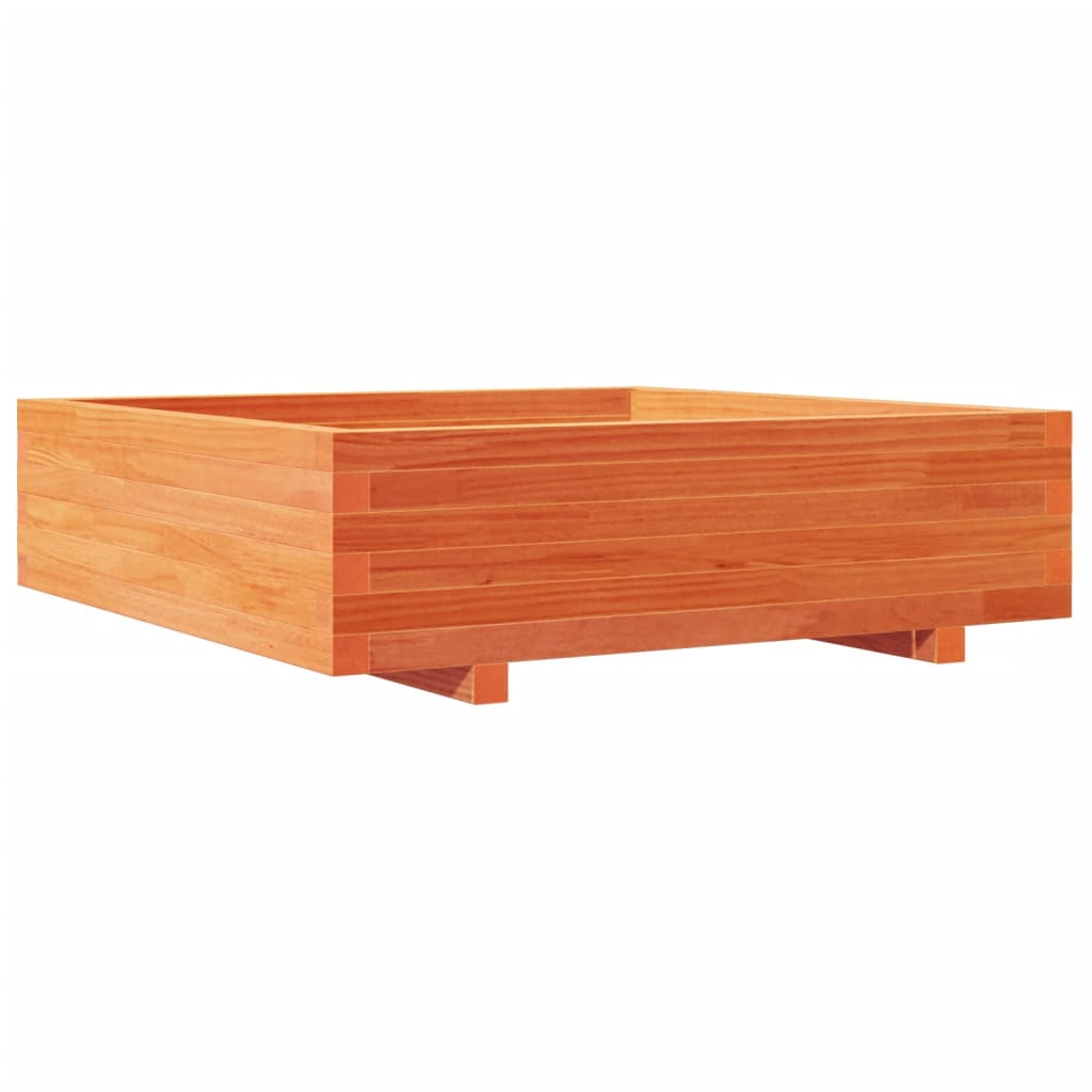 Viaszbarna tömör fenyőfa kerti virágláda 90 x 90 x 26,5 cm