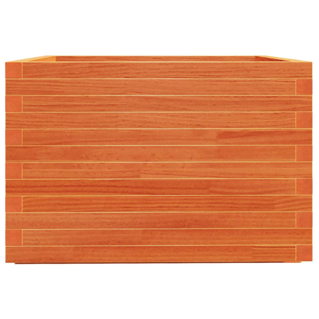 Viaszbarna tömör fenyőfa kerti virágláda 70 x 70 x 49,5 cm