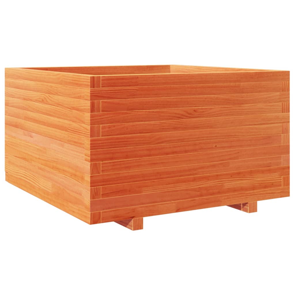 Viaszbarna tömör fenyőfa kerti virágláda 70 x 70 x 49,5 cm