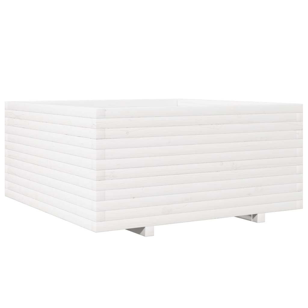 Fehér tömör fenyőfa kerti virágláda 100 x 100 x 49,5 cm Fehér tömör fenyőfa kerti virágláda 100 x 100 x 49,5 cm