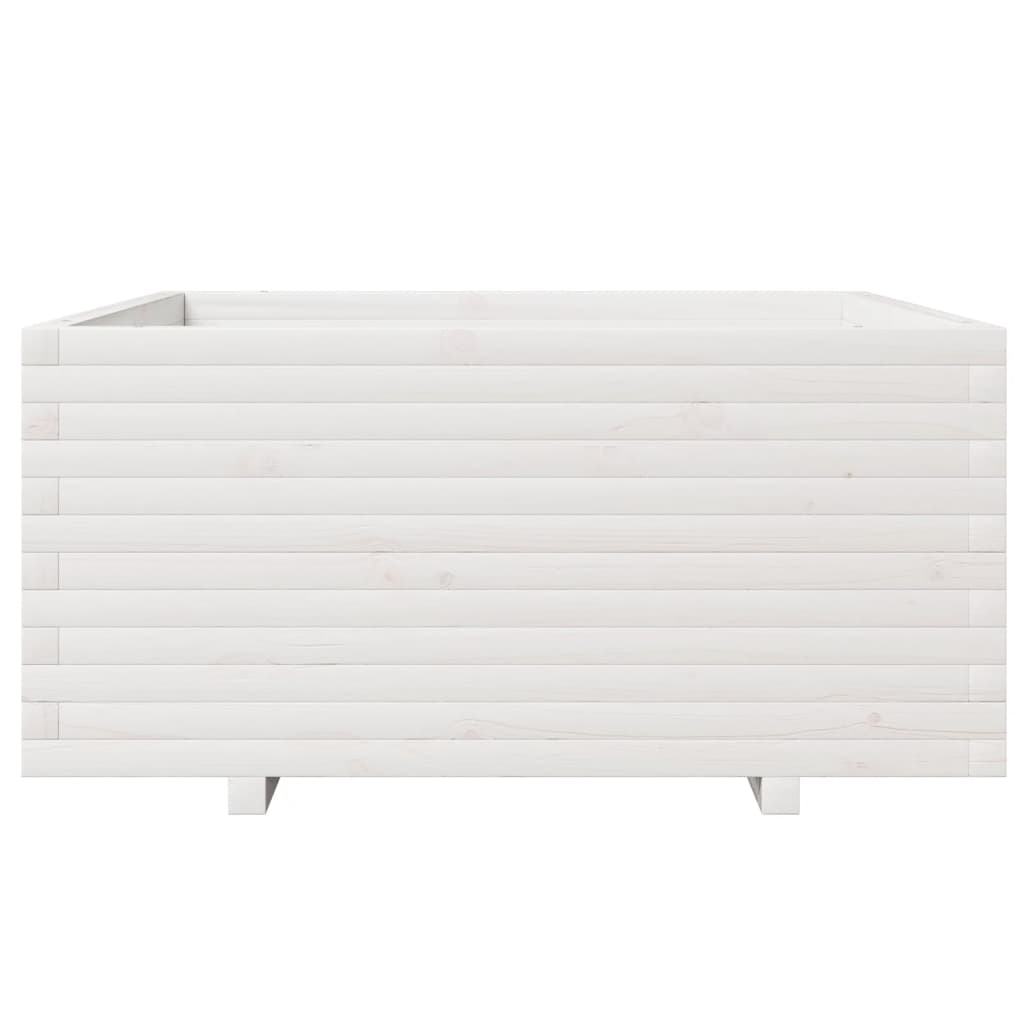 Fehér tömör fenyőfa kerti virágláda 100 x 100 x 49,5 cm Fehér tömör fenyőfa kerti virágláda 100 x 100 x 49,5 cm