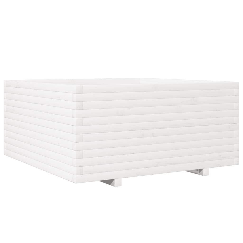 Fehér tömör fenyőfa kerti virágláda 100 x 100 x 49,5 cm Fehér tömör fenyőfa kerti virágláda 100 x 100 x 49,5 cm