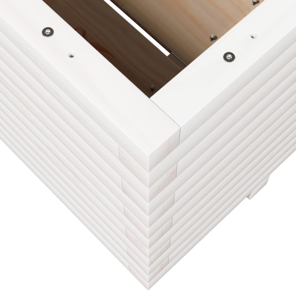 Fehér tömör fenyőfa kerti virágláda 100 x 100 x 49,5 cm Fehér tömör fenyőfa kerti virágláda 100 x 100 x 49,5 cm
