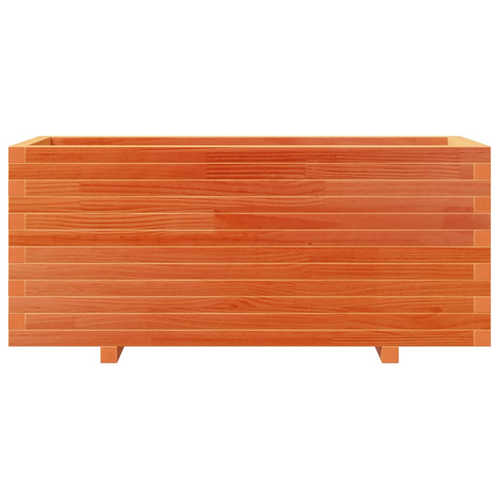 Viaszbarna tömör fenyőfa kerti virágtartó 110 x 40 x 49,5 cm