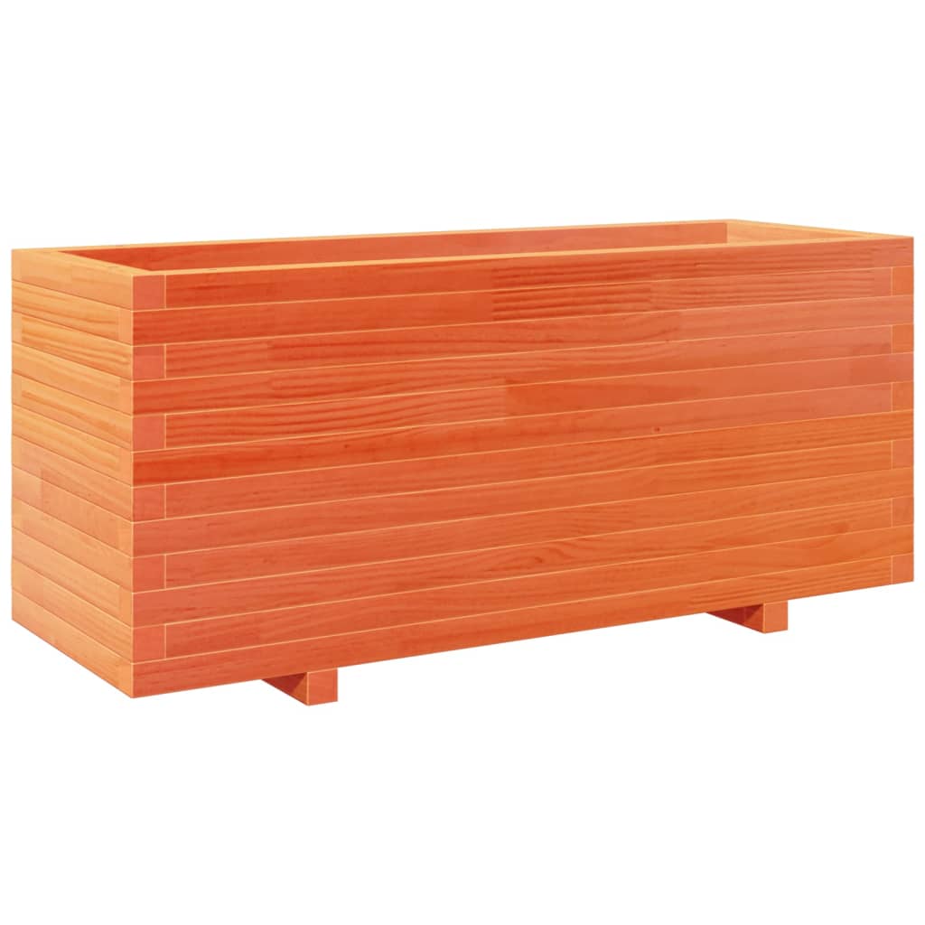 Viaszbarna tömör fenyőfa kerti virágtartó 110 x 40 x 49,5 cm