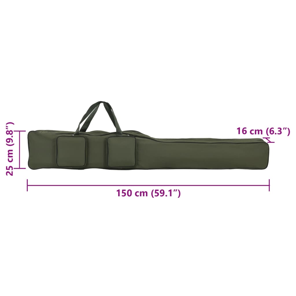Sötétzöld oxford szövet horgászbottáska 150 cm