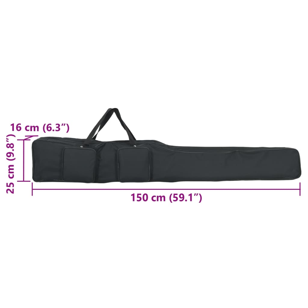 Fekete oxford szövet horgászbottáska 150 cm
