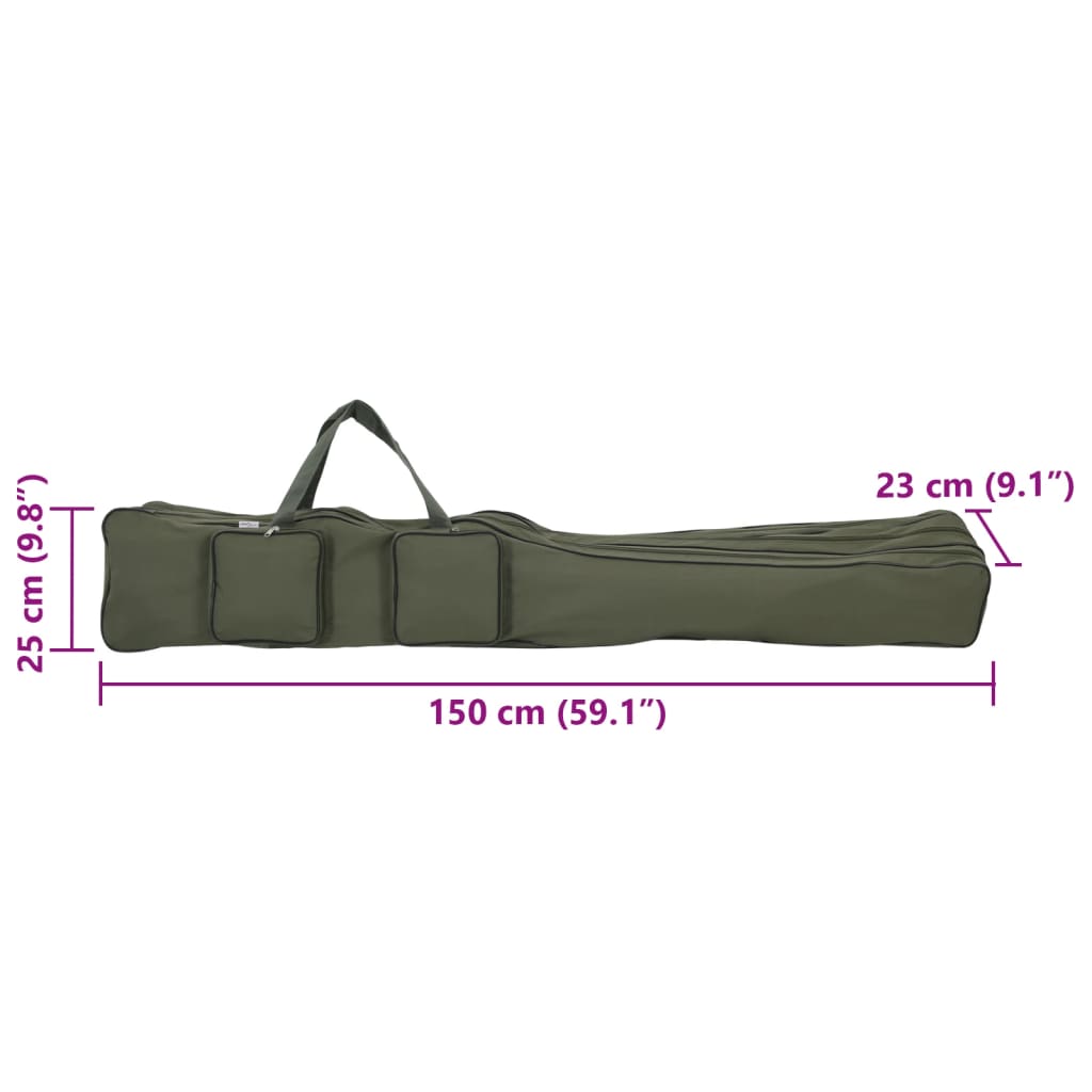 Sötétzöld oxford szövet horgászbottáska 150 cm