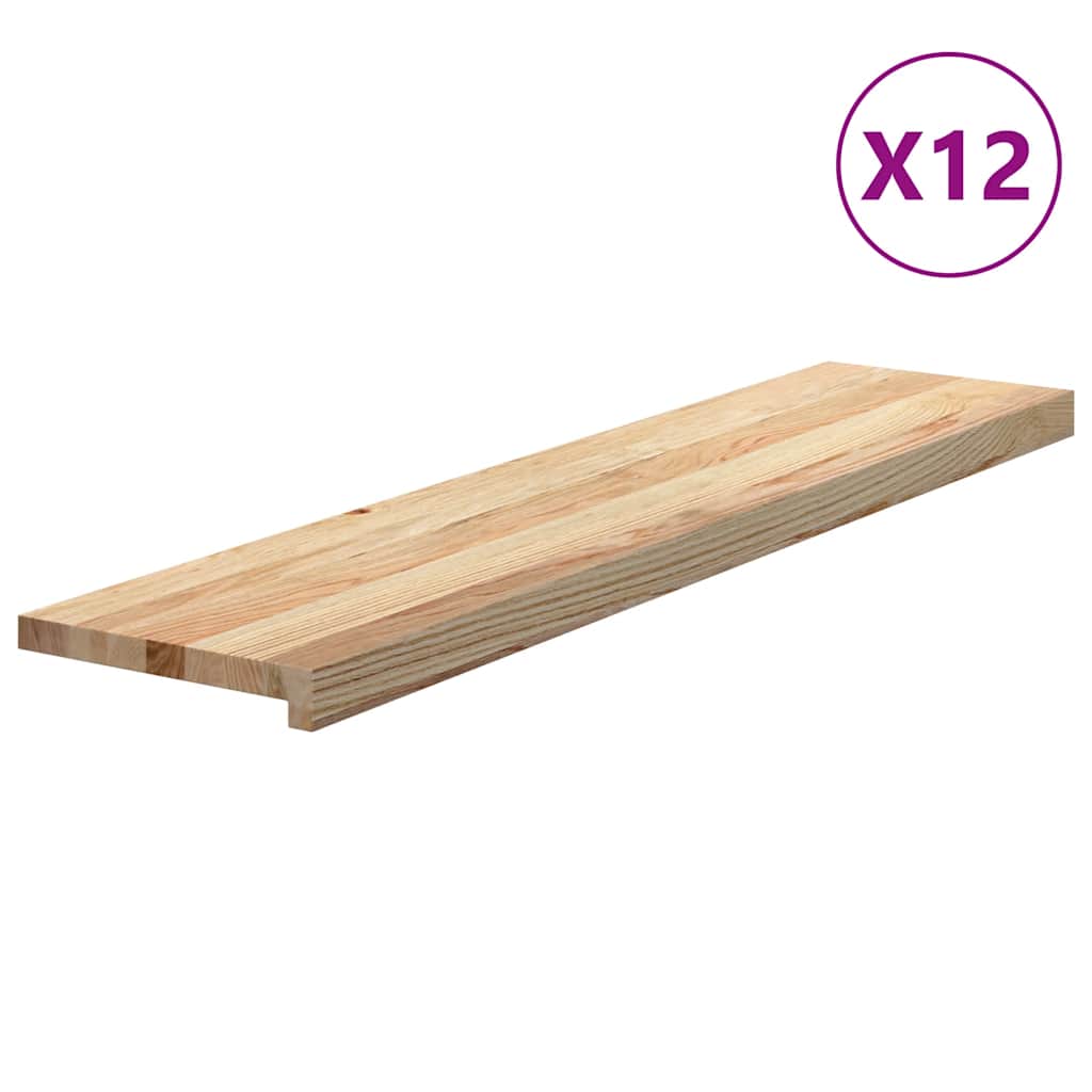 12 db tömör tölgyfa lépcsőfokok kezeletlen 110x25x2 cm