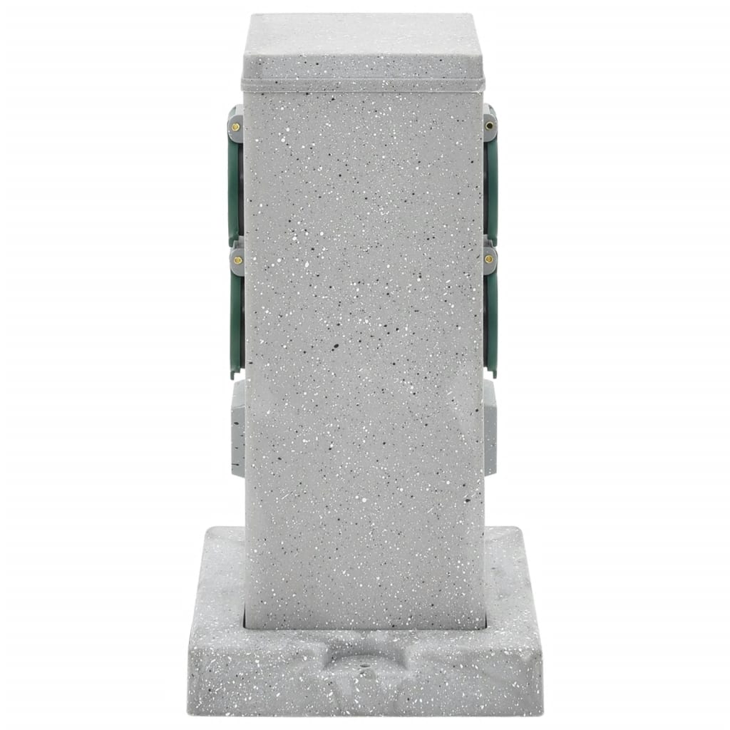 Kőhatású szürke 4 utas kültéri tüskés konnektor 16x16x29,5 cm Kőhatású szürke 4 utas kültéri tüskés konnektor 16x16x29,5 cm