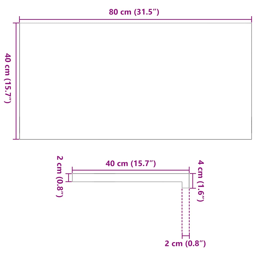 Ablakpárkányok 2 db barna-fekete 80x40x2 cm tömör fa tölgyfa