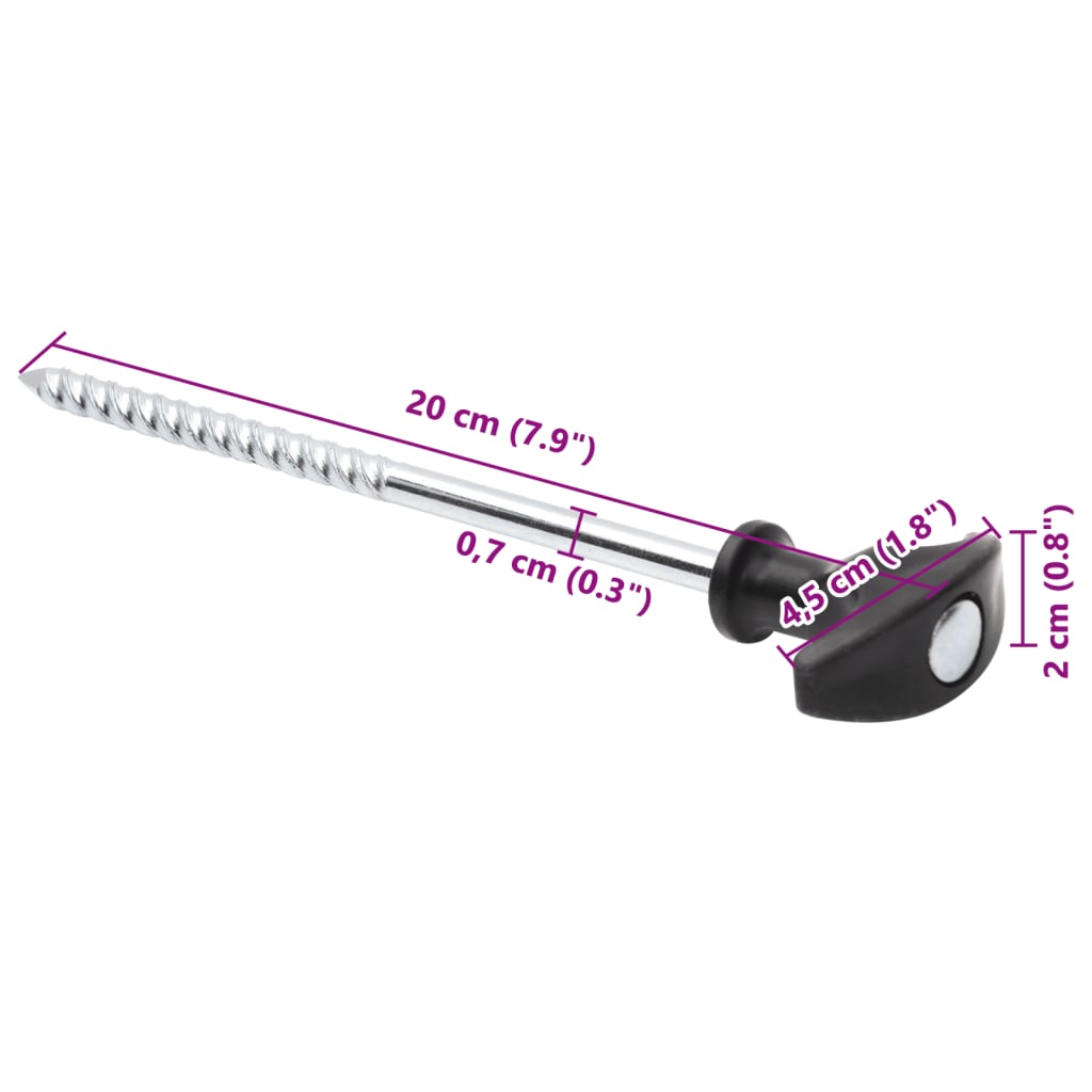 12 db horganyzott acél sátorcövek 20 cm ø7 mm