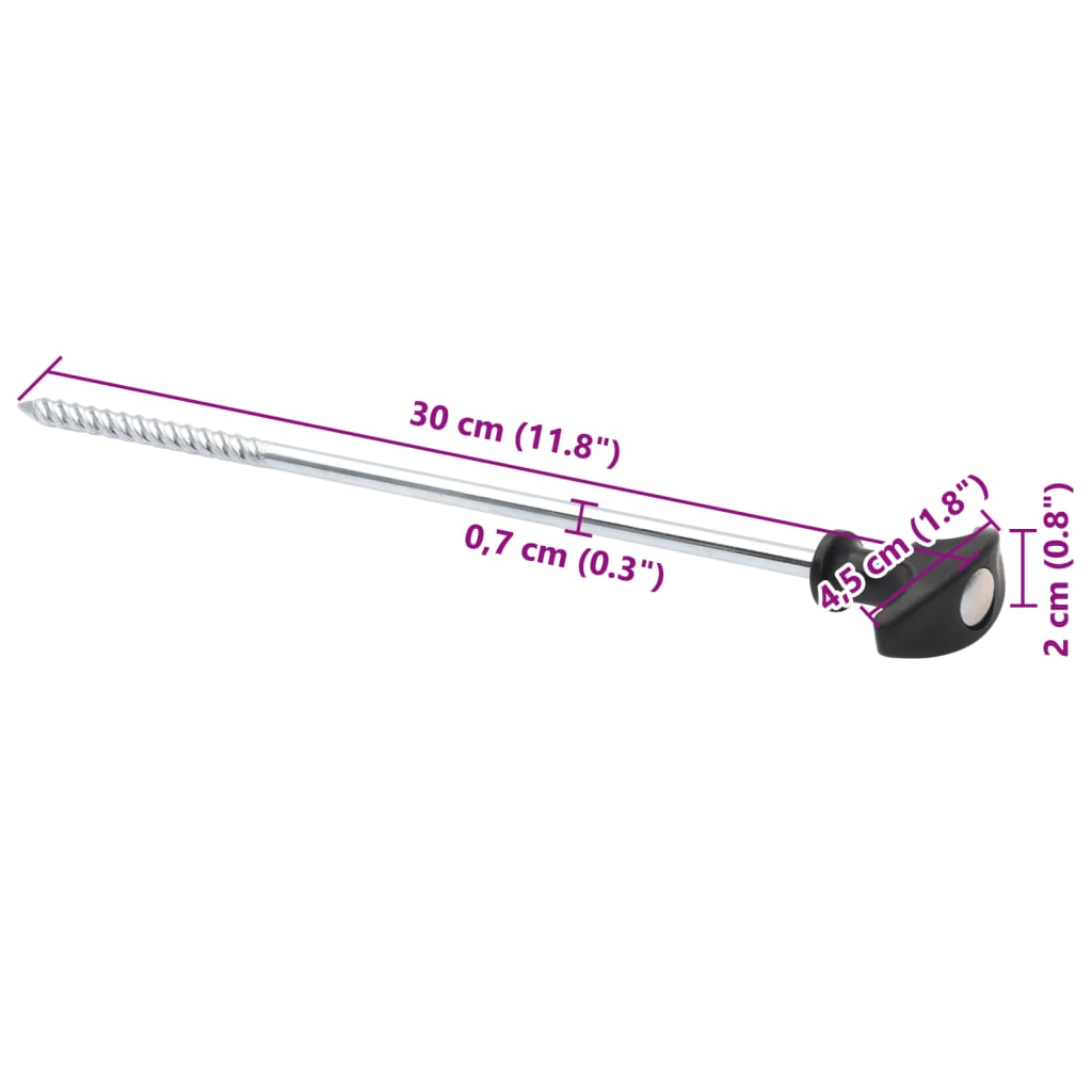 12 db horganyzott acél sátorcövek 30 cm ø7 mm
