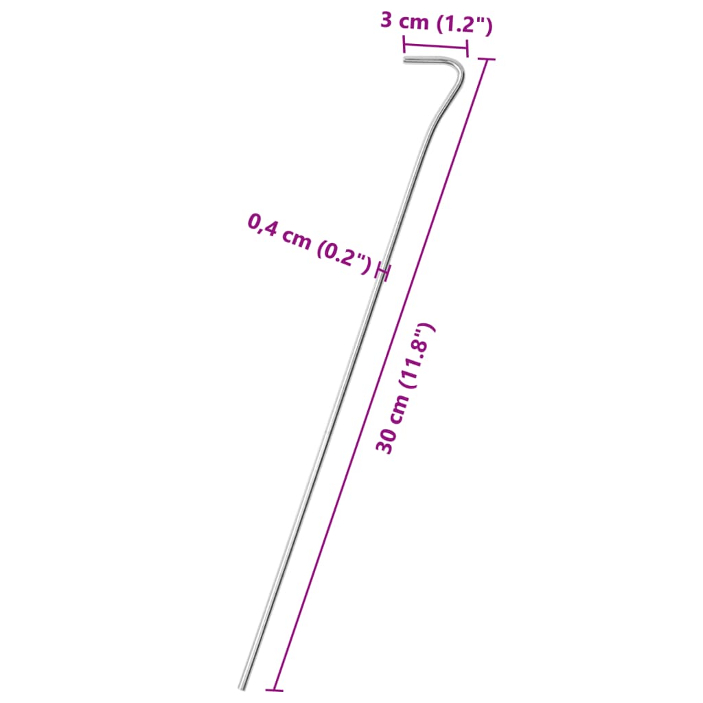 25 db horganyzott acél sátorcövek 30 cm ø4 mm