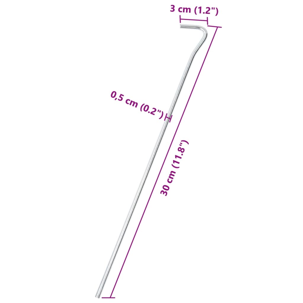 25 db horganyzott acél sátorcövek 30 cm ø5 mm
