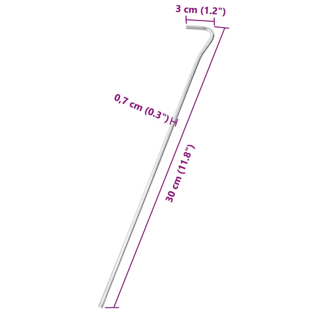 25 db horganyzott acél sátorcövek 30 cm ø7 mm
