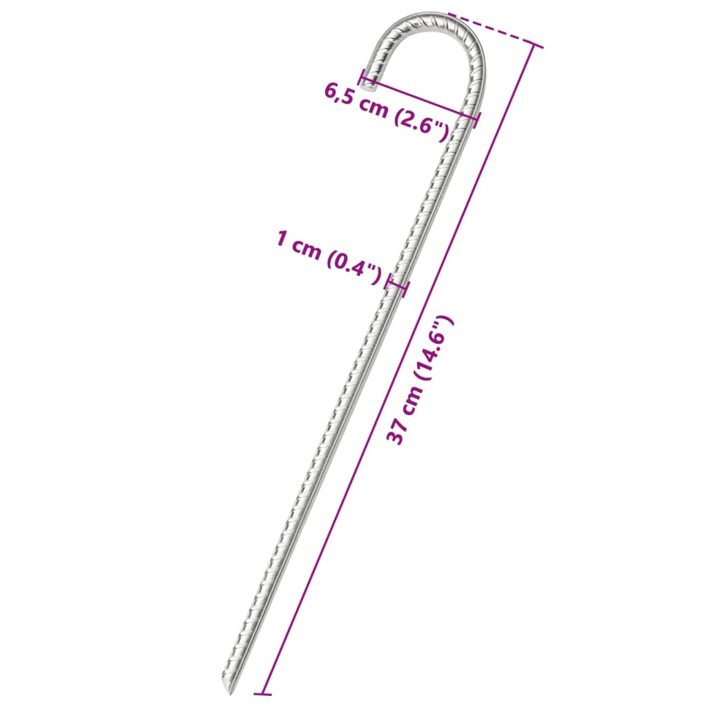6 db horganyzott acél sátorszeg 37 cm ø10 mm