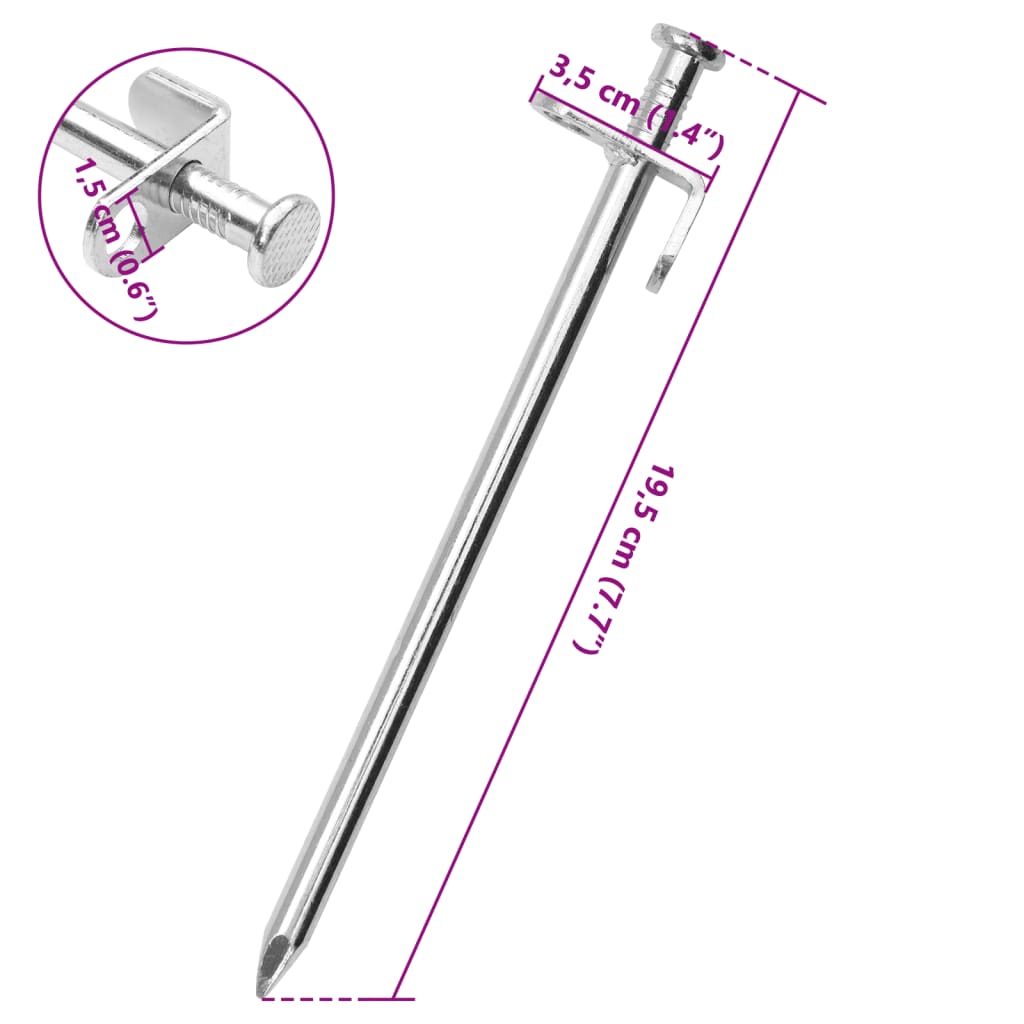 24 db horganyzott acél sátorcövek 19,5 cm 8 mm