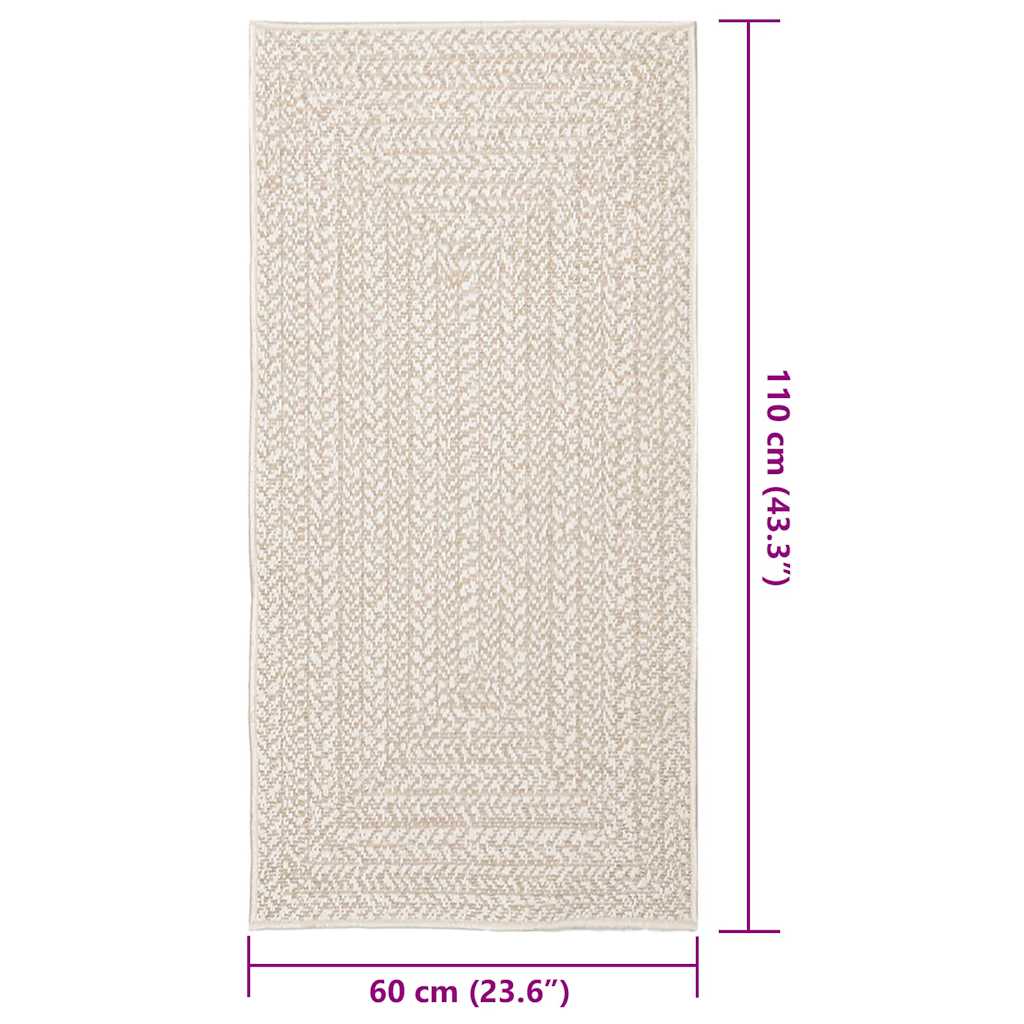 Zizur krém juta hatású beltéri és kültéri szőnyeg 60x110cm