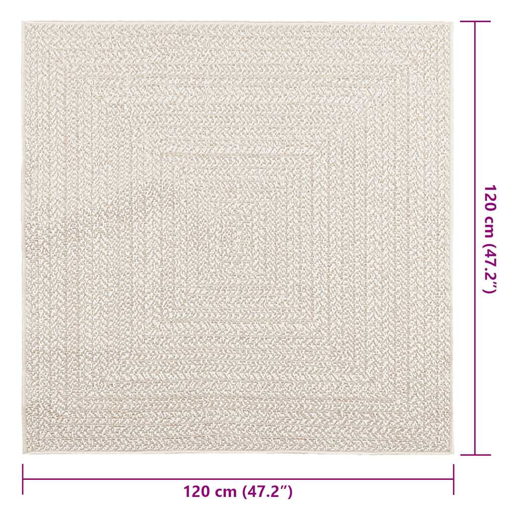 Zizur krém juta hatású beltéri és kültéri szőnyeg 120x120 cm