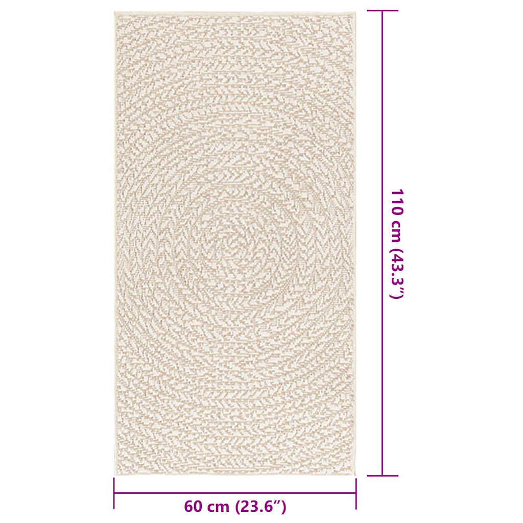 Zizur krém juta hatású beltéri és kültéri szőnyeg 60x110cm