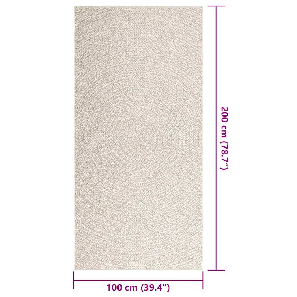 Zizur krém juta hatású beltéri és kültéri szőnyeg 100x200 cm