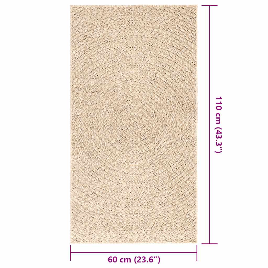 Zizur bézs juta hatású beltéri és kültéri szőnyeg 60 x 110 cm