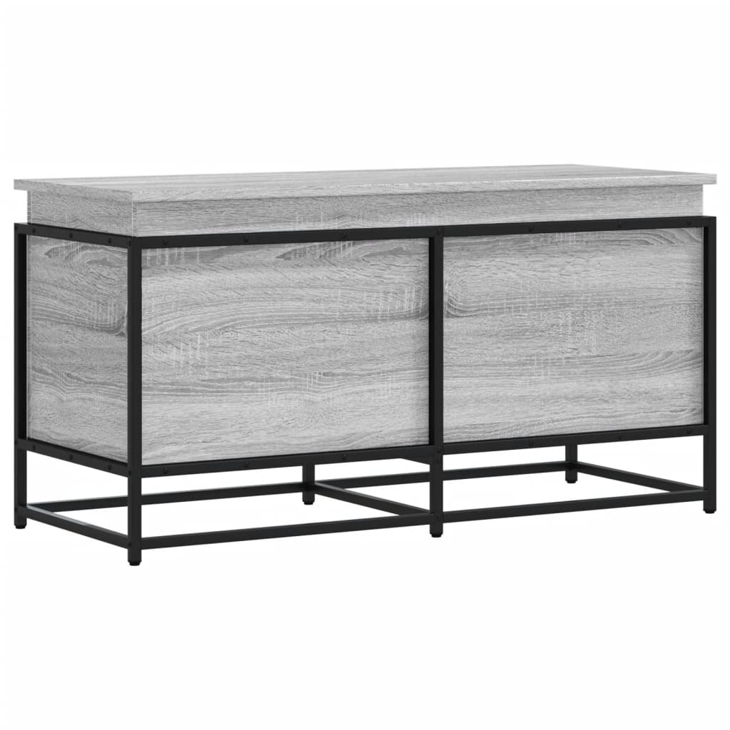 Szürke sonoma szerelt fa tárolóláda fedéllel 100x40x51,5 cm