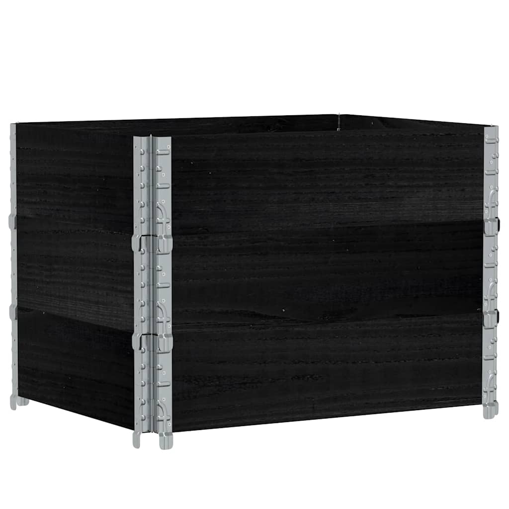 3 db fekete tömör fenyőfa raklapmagasító 80 x 60 cm