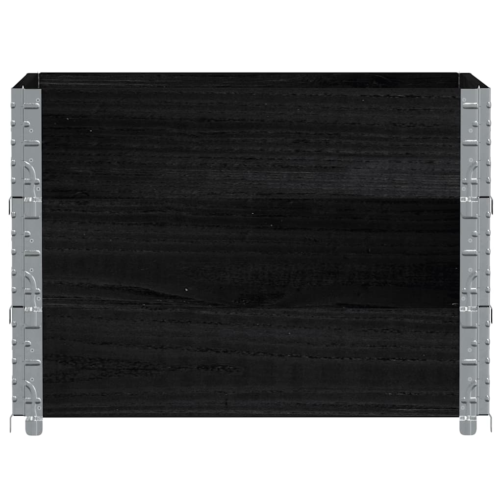 3 db fekete tömör fenyőfa raklapmagasító 80 x 60 cm