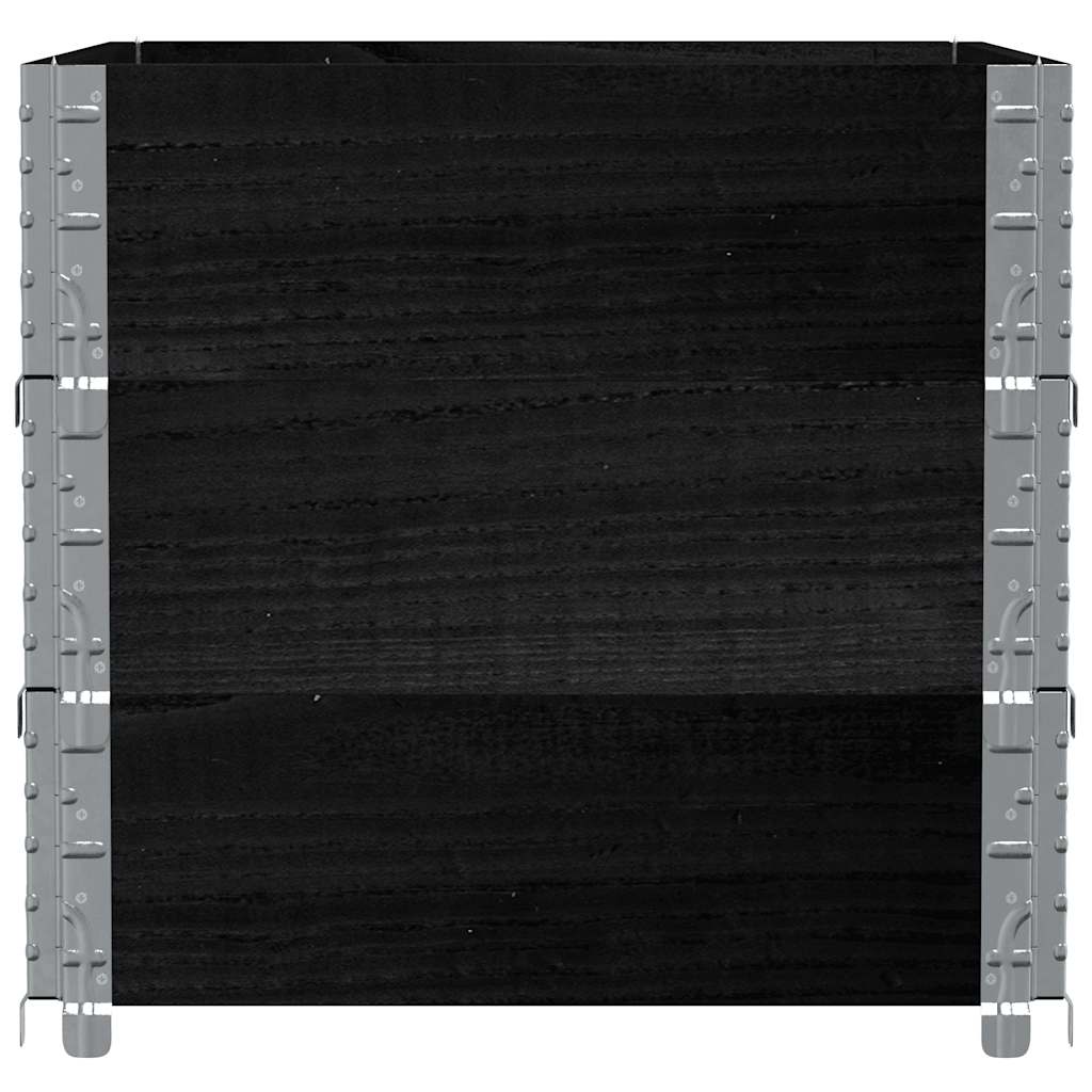3 db fekete tömör fenyőfa raklapmagasító 80 x 60 cm
