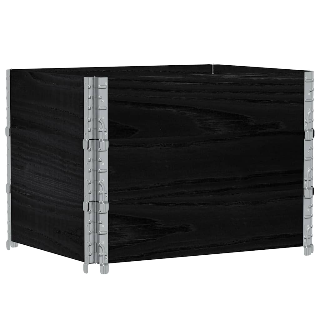 3 db fekete tömör fenyőfa raklapmagasító 80 x 60 cm