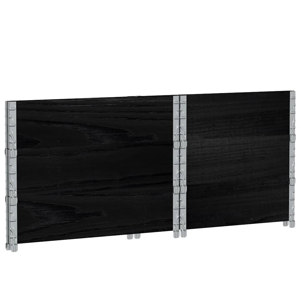 3 db fekete tömör fenyőfa raklapmagasító 80 x 60 cm