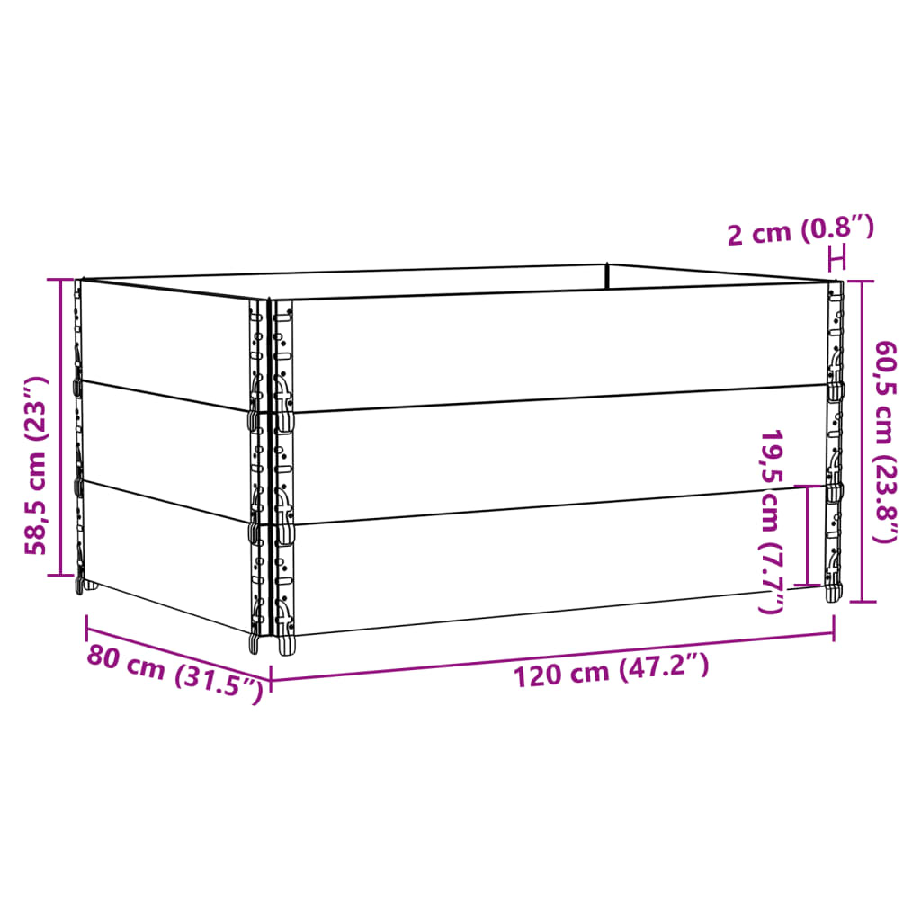3 db szürke tömör fenyőfa raklapmagasító 120 x 80 cm