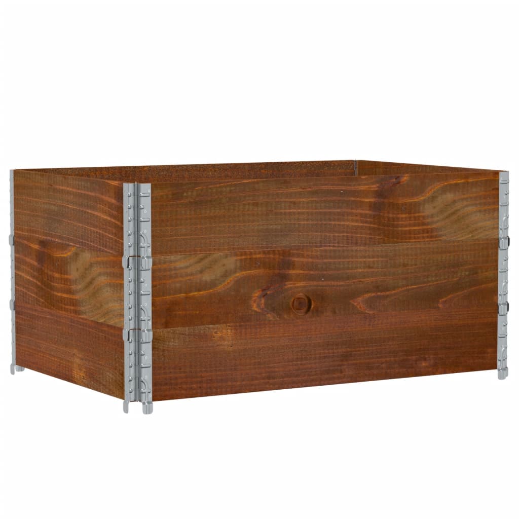 3 db barna tömör fenyőfa raklapmagasító 120 x 80 cm