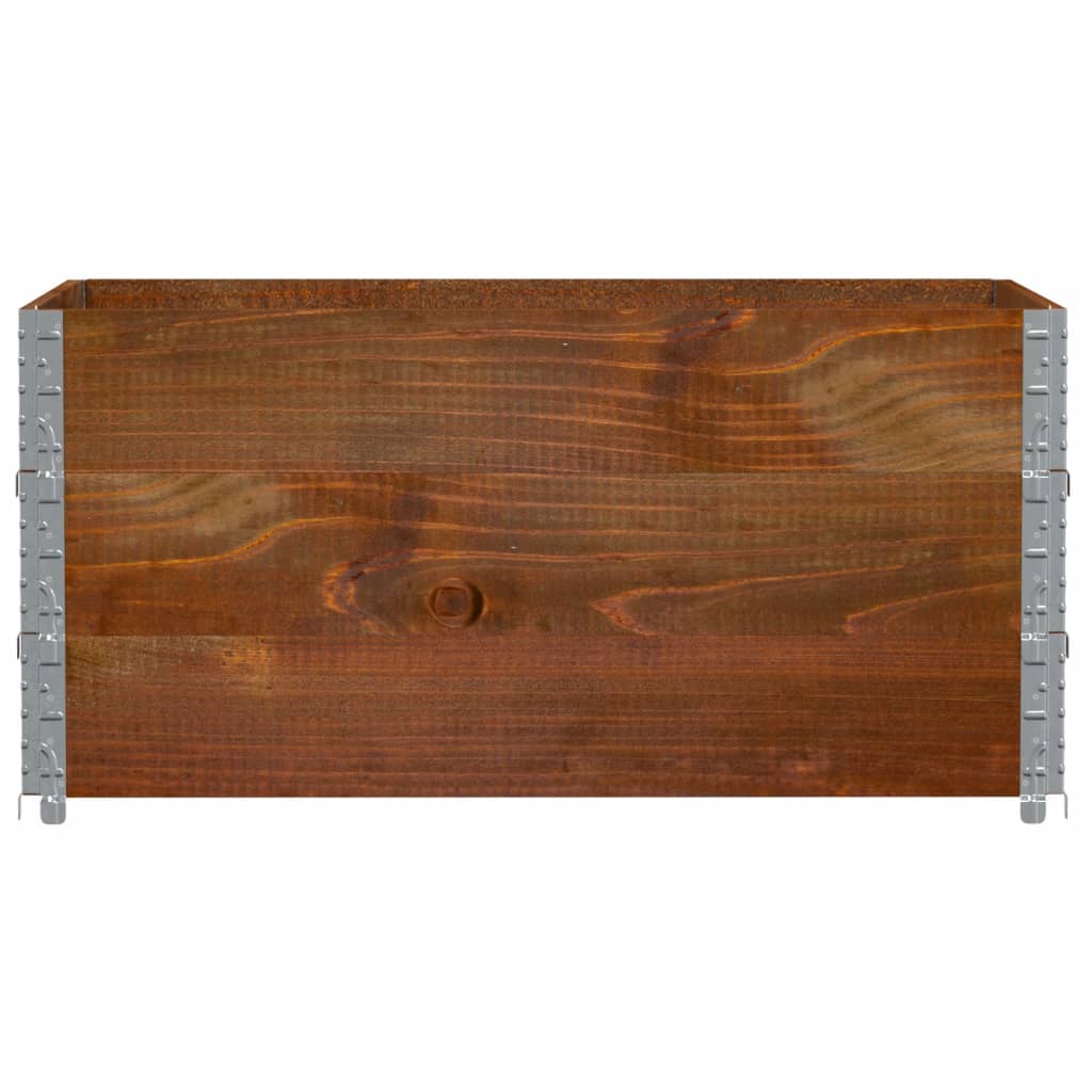 3 db barna tömör fenyőfa raklapmagasító 120 x 80 cm
