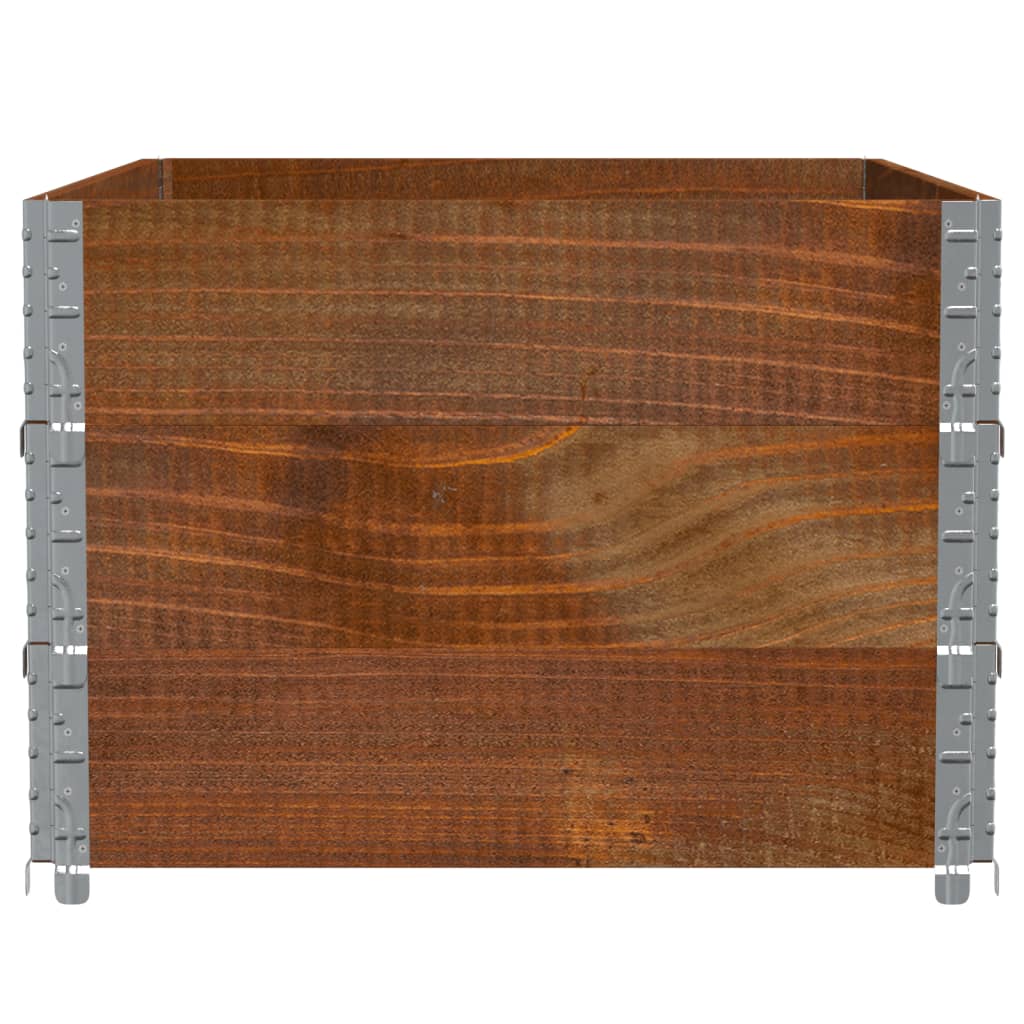 3 db barna tömör fenyőfa raklapmagasító 120 x 80 cm