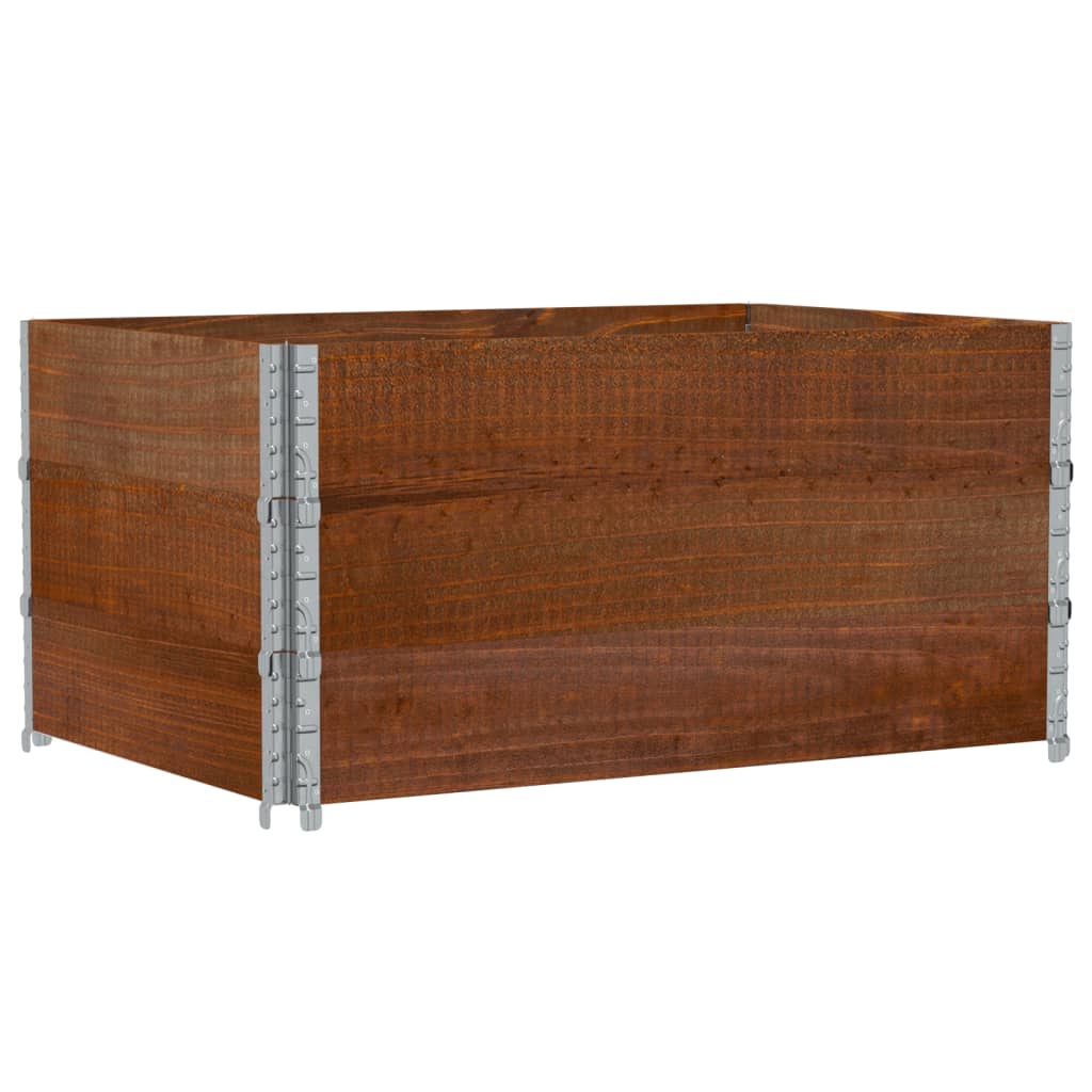 3 db barna tömör fenyőfa raklapmagasító 120 x 80 cm