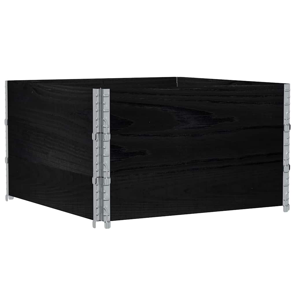 3 db fekete tömör fenyőfa raklapmagasító 100 x 100 cm